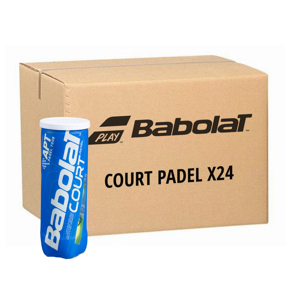 Box 24 cans of 3 Babolat Padel+ balls