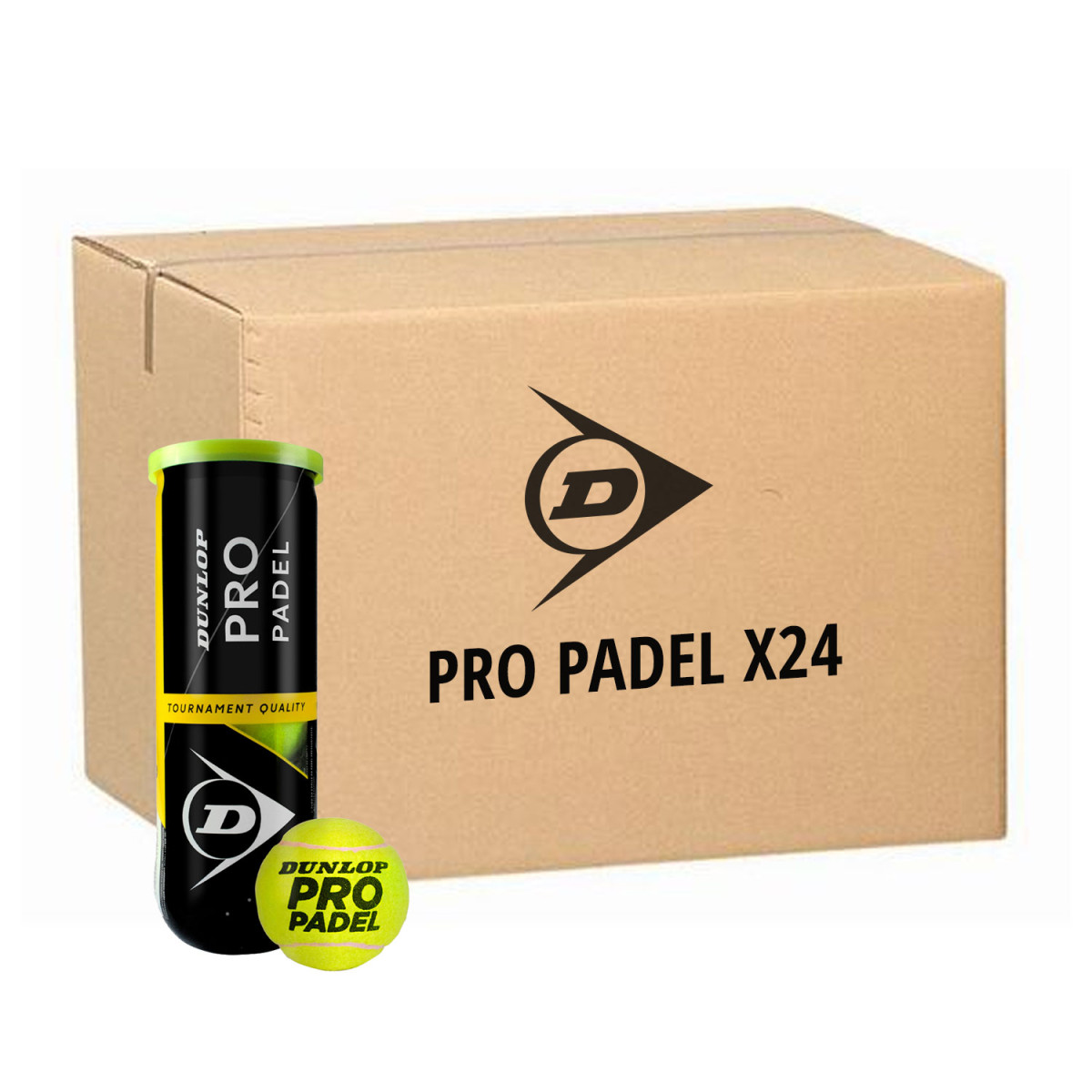 Box 24 cans of 3 Dunlop Team Padel balls