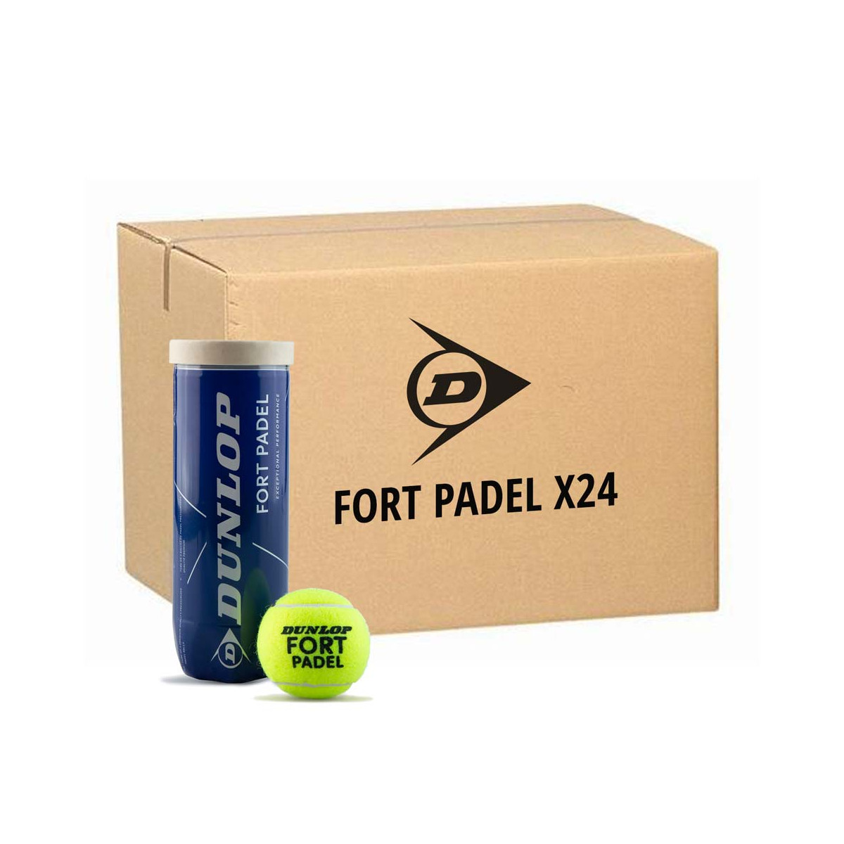Box 24 cans of 3 Dunlop Team Padel balls