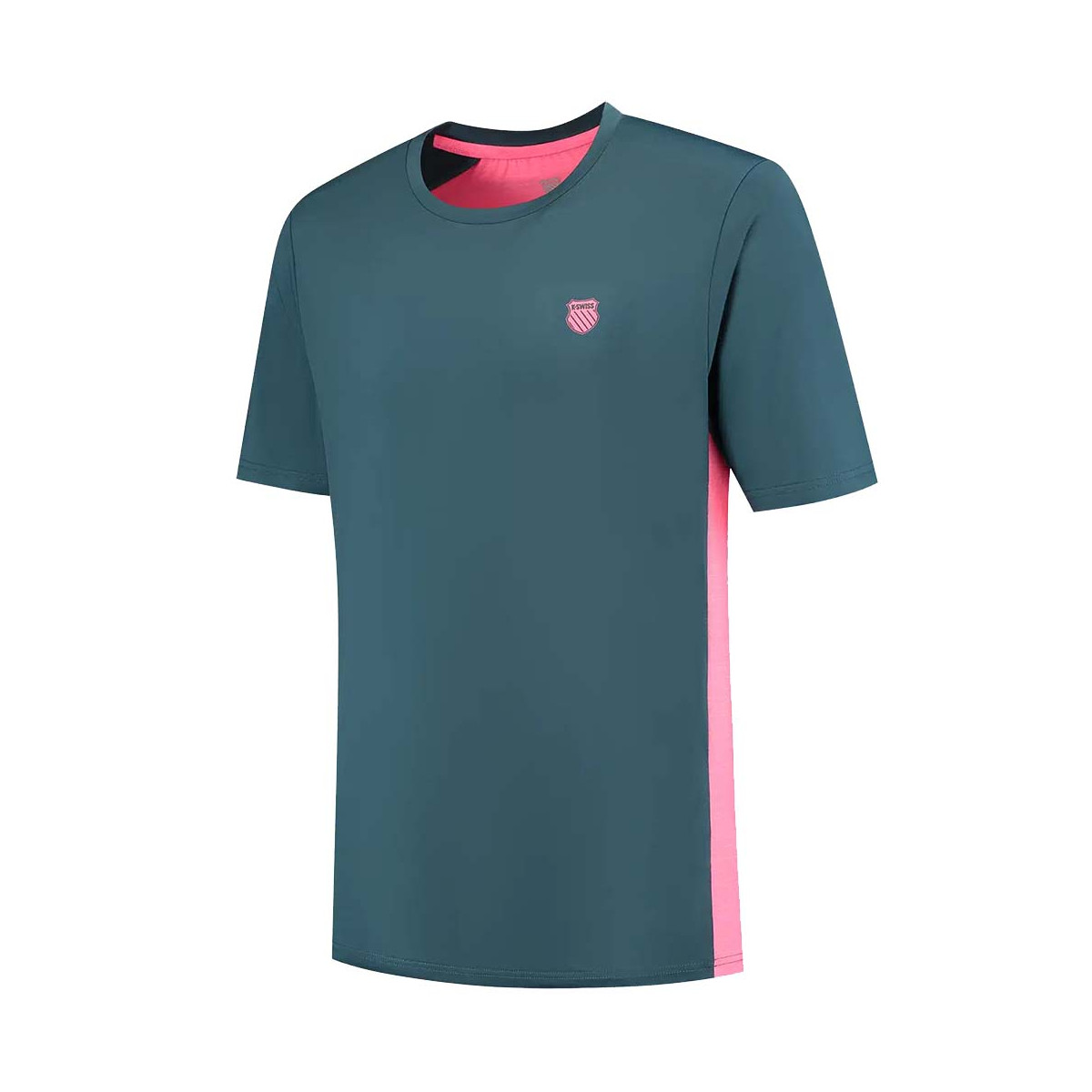 K-Swiss Hypercourt Print Crew T-Shirt Petrol Blue / Pink