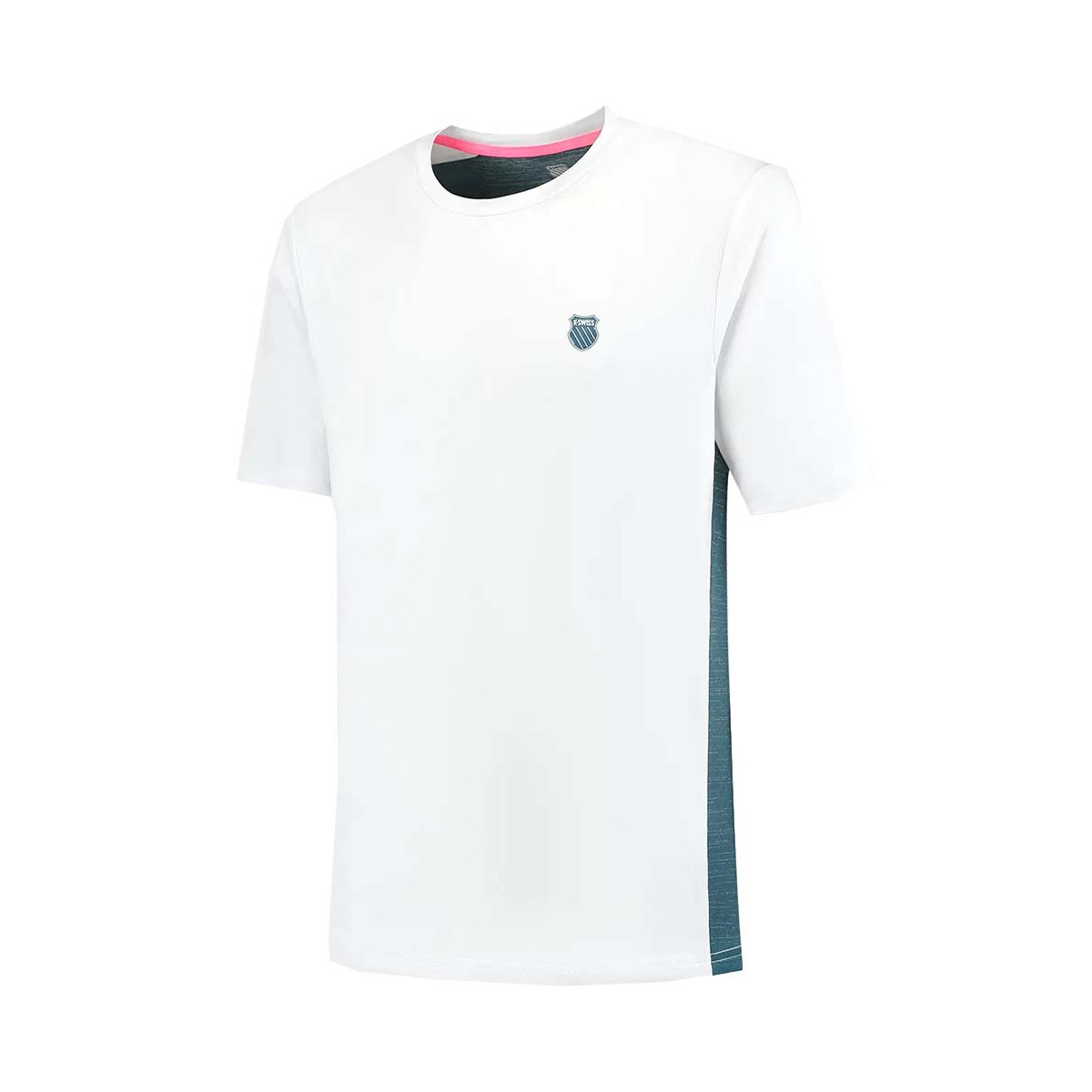 K-Swiss Hypercourt Mix Melange Crew T-Shirt Petrol Blue / Pink