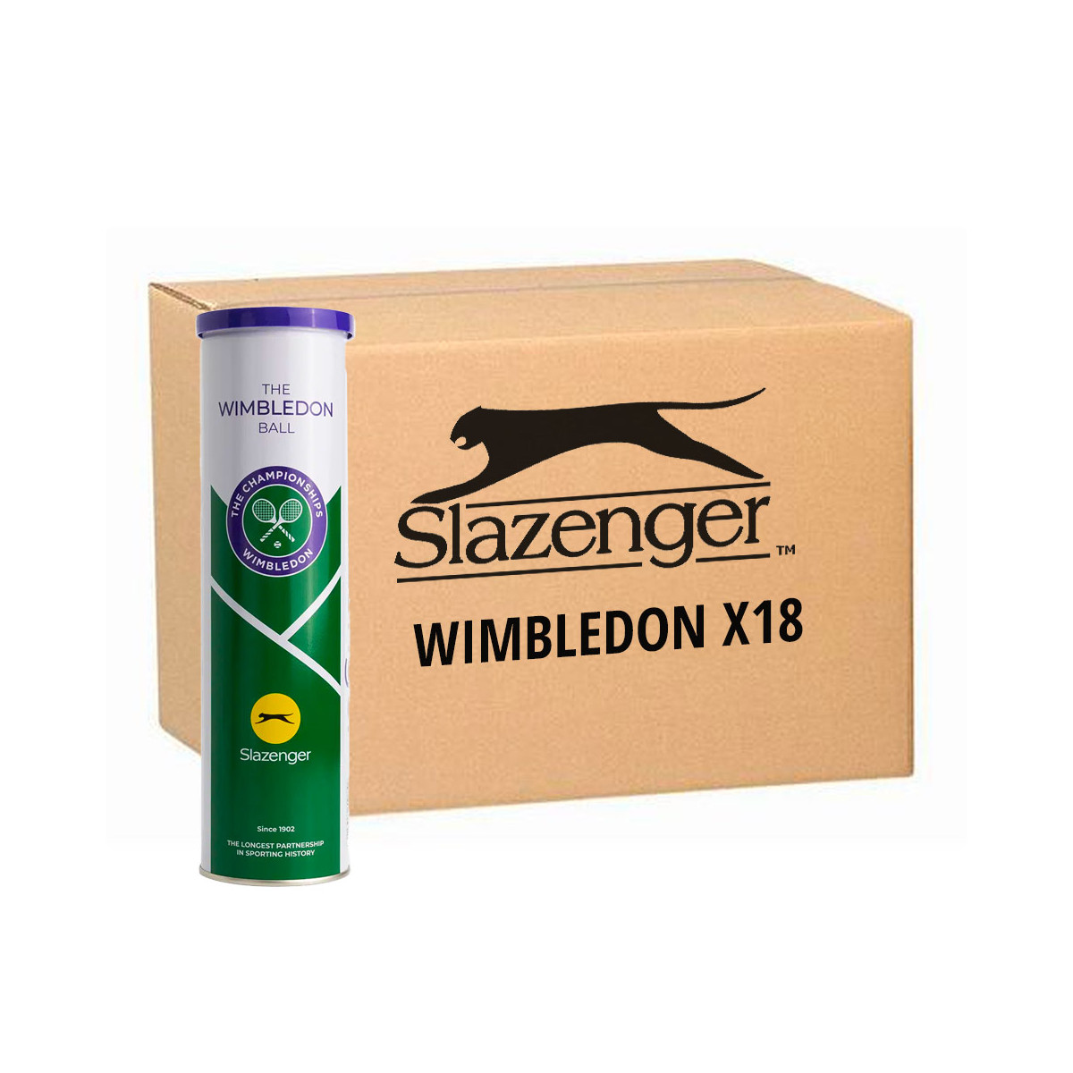 Box 18 cans of 4 Slazenger Wimbledon balls