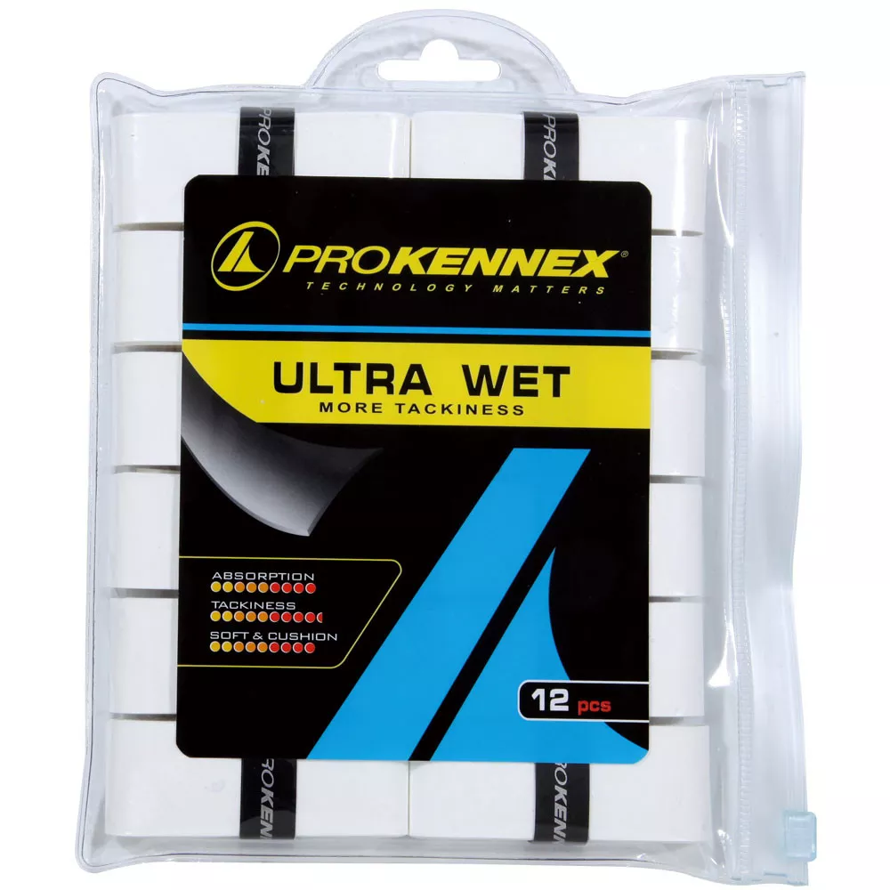 Pro Kennex Ultra Wet White Overgrips x 12