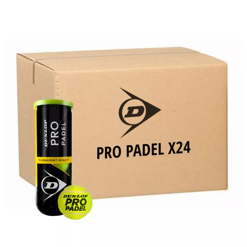 Box 24 cans of 3 Dunlop Team Padel balls