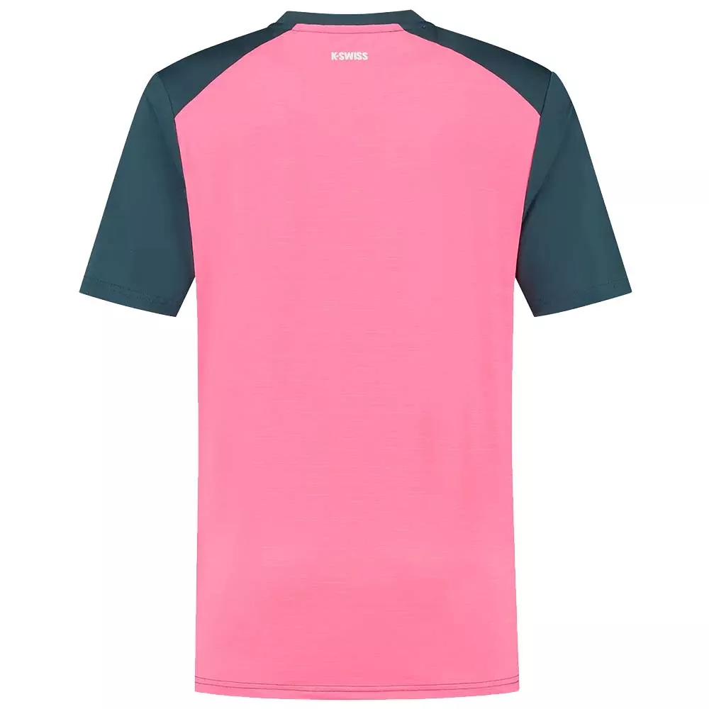 K-Swiss Hypercourt Print Crew T-Shirt Petrol Blue / Pink
