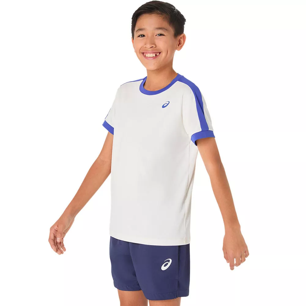 Asics Boy's Cream / Blue T-Shirt