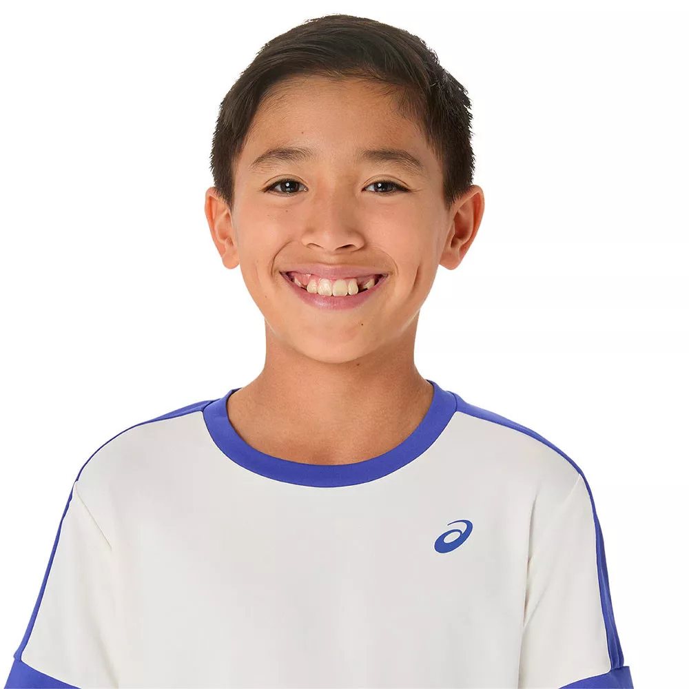Asics Boy's Cream / Blue T-Shirt