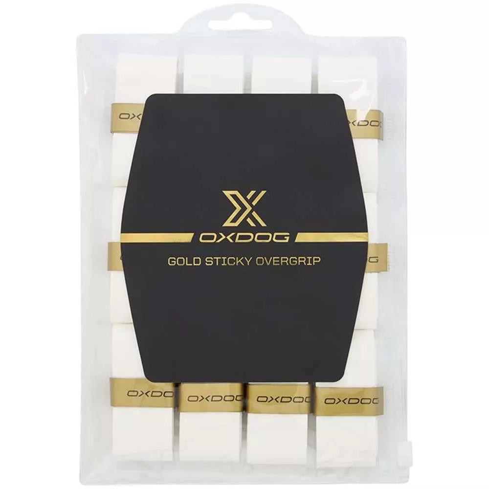 Oxdog Gold Sticky White Overgrips - 12 Pack