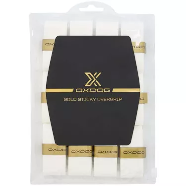 Oxdog Gold Sticky White Overgrips - 12 Pack