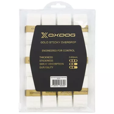 Oxdog Gold Sticky White Overgrips - 12 Pack