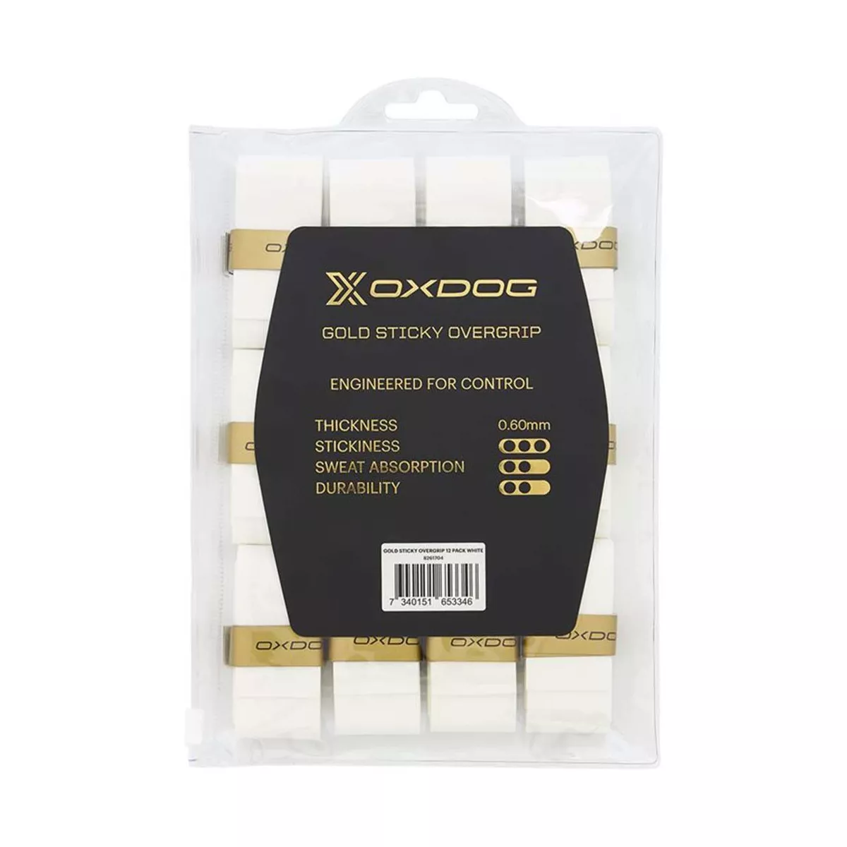 Oxdog Gold Sticky White Overgrips - 12 Pack