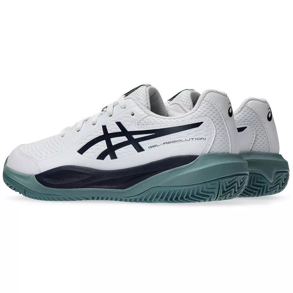 Asics Gel Resolution X GS Junior Clay Court Tennis Shoes White / Navy