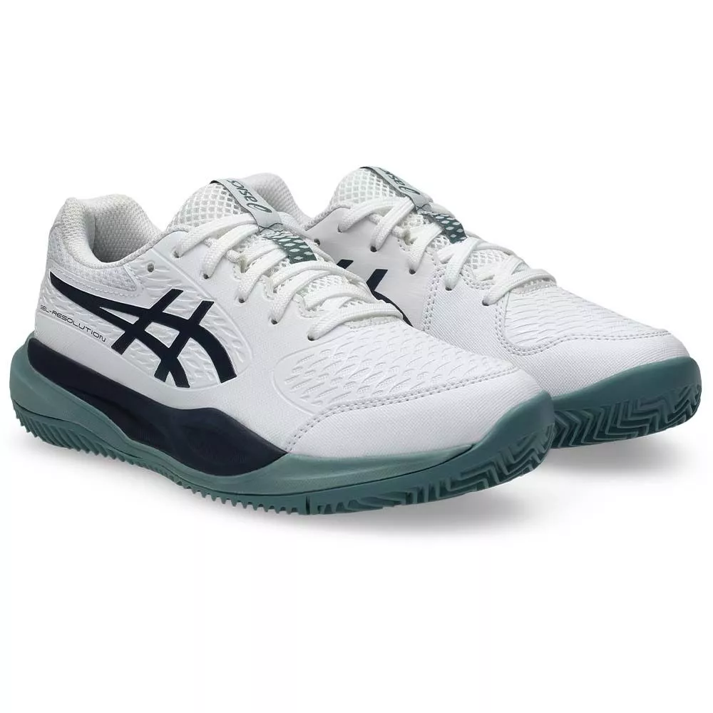 Asics Gel Resolution X GS Junior Clay Court Tennis Shoes White / Navy