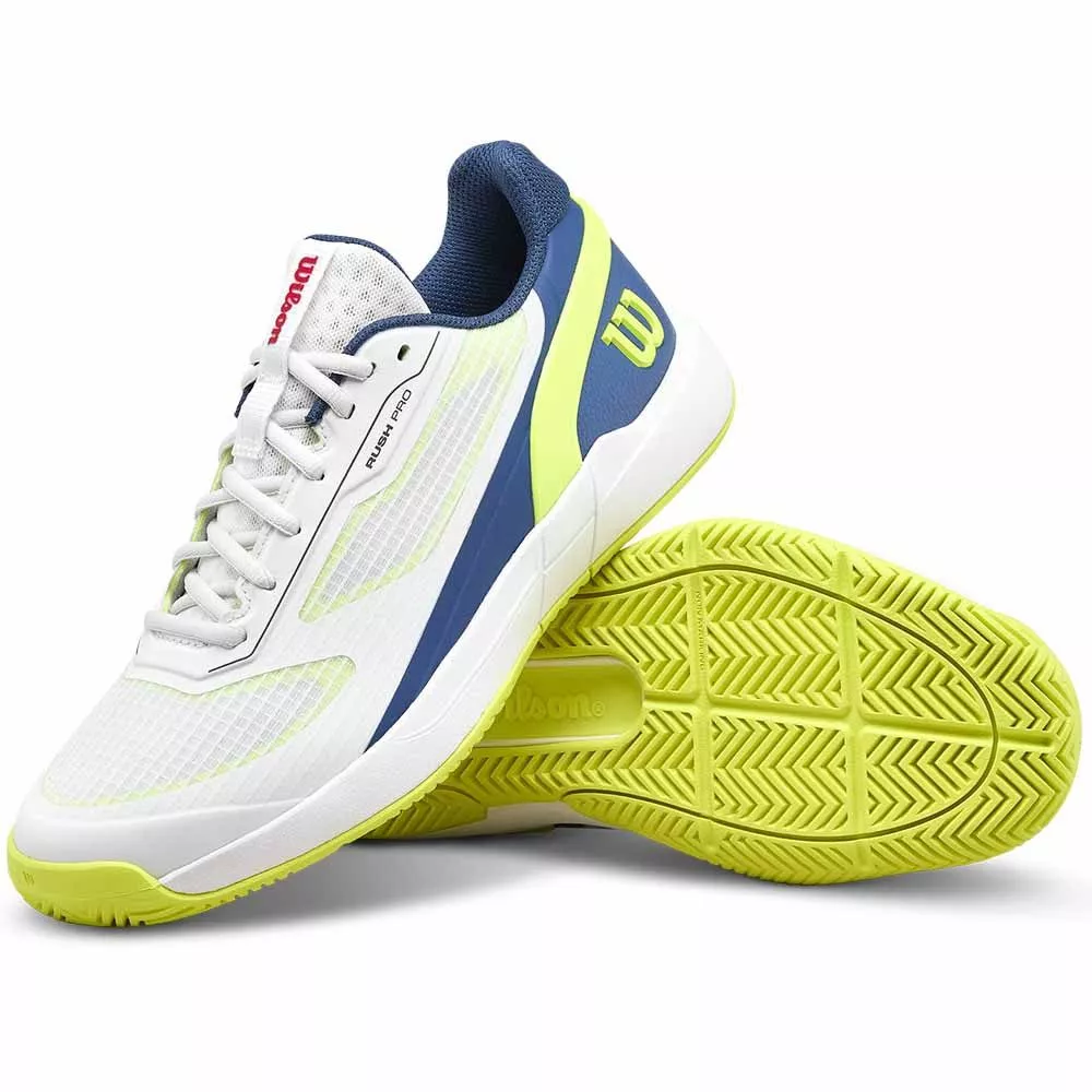 Wilson Rush Pro 5 Junior Tennis Shoes White / Blue / Yellow