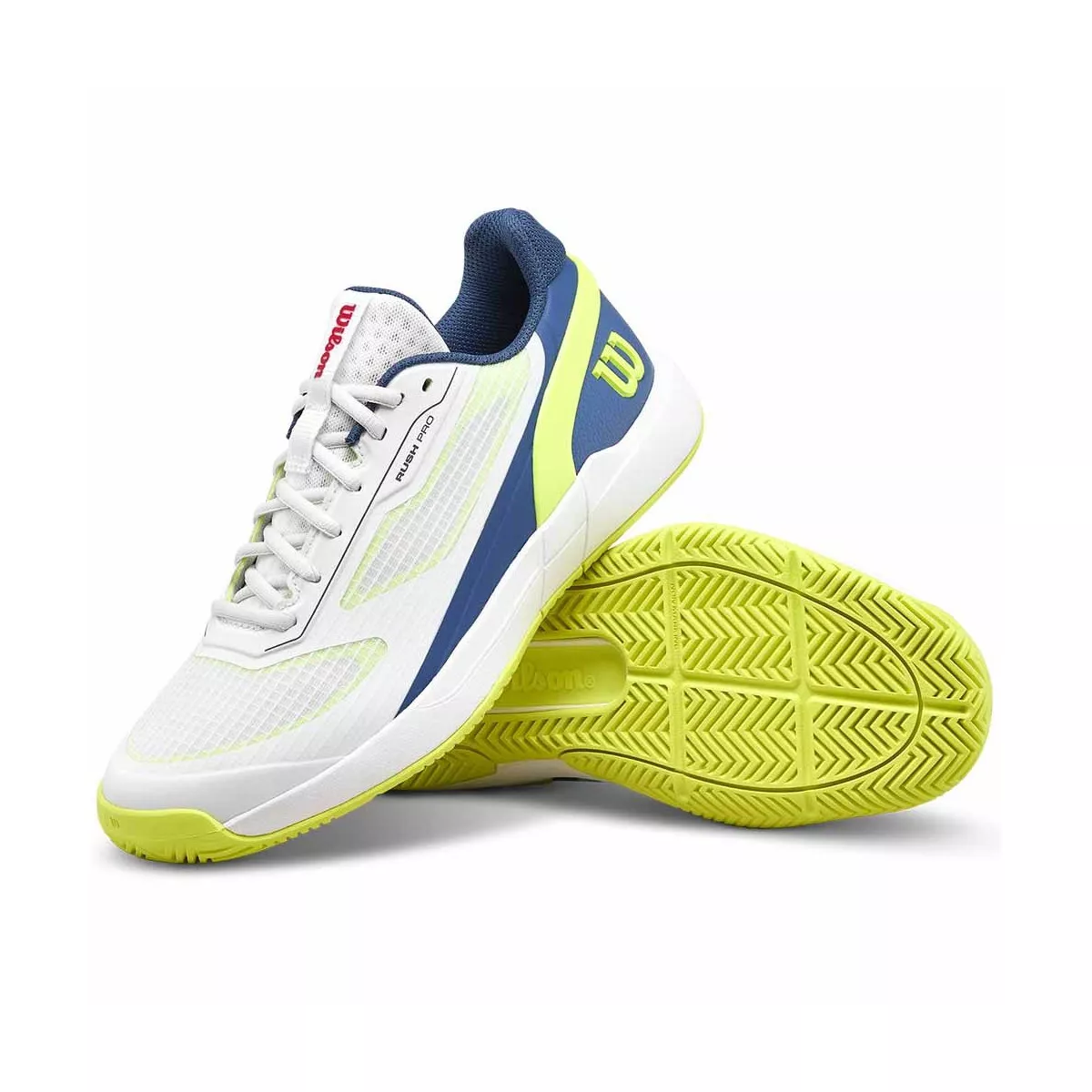 Wilson Rush Pro 5 Junior Tennis Shoes White / Blue / Yellow