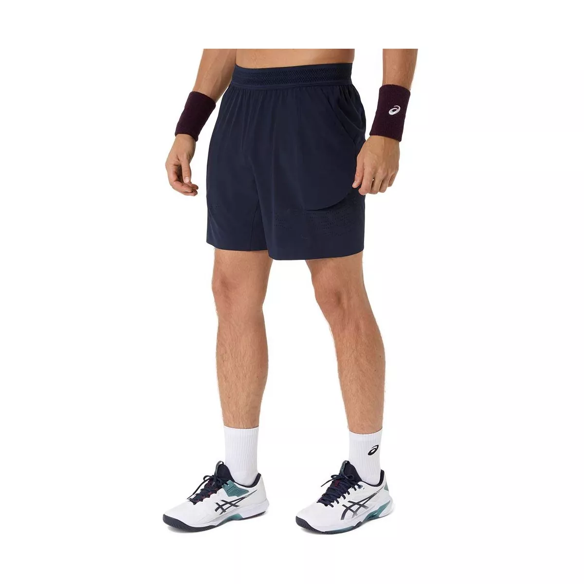 Asics Match Laser Cut 7in Tennis Shorts - Navy