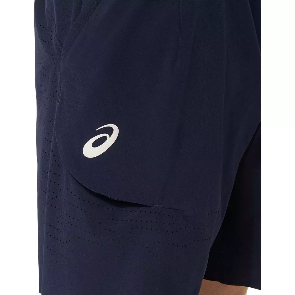 Asics Match Laser Cut 7in Tennis Shorts - Navy