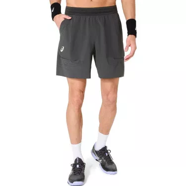 Asics Match Laser Cut 7in Tennis Shorts Grey
