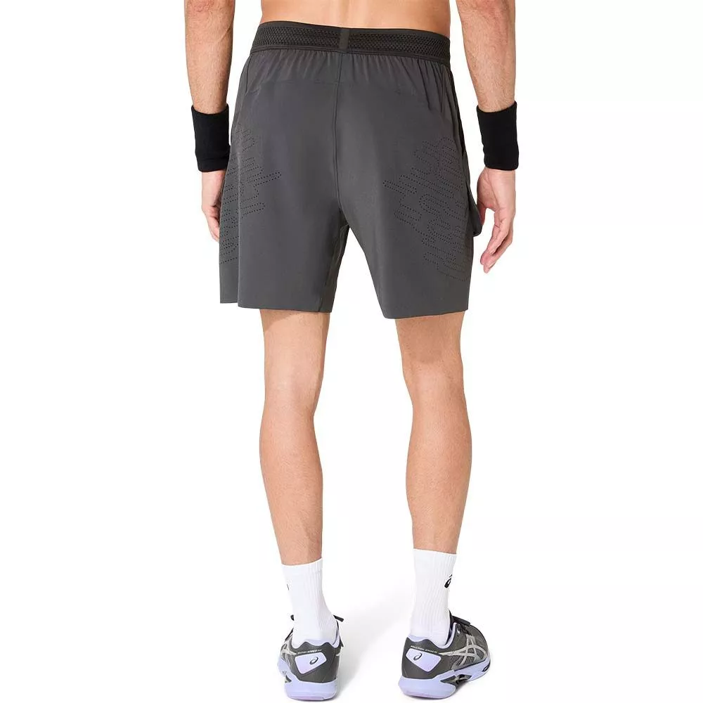 Asics Match Laser Cut 7in Tennis Shorts Grey