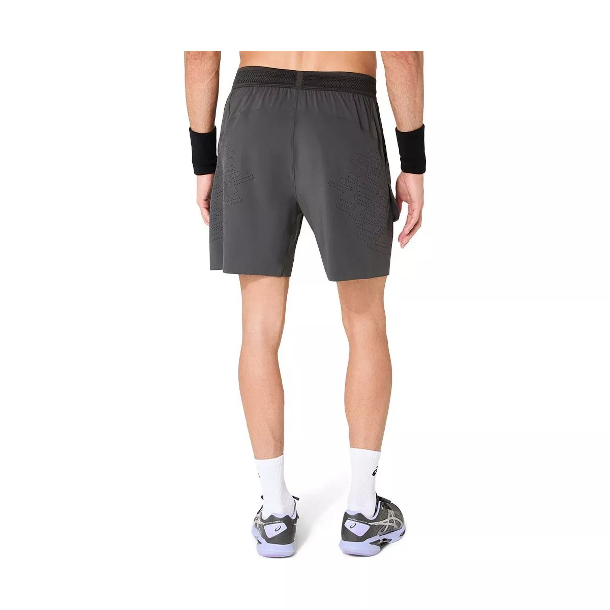Asics Match Laser Cut 7in Tennis Shorts Grey