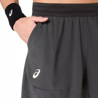Asics Match Laser Cut 7in Tennis Shorts Grey