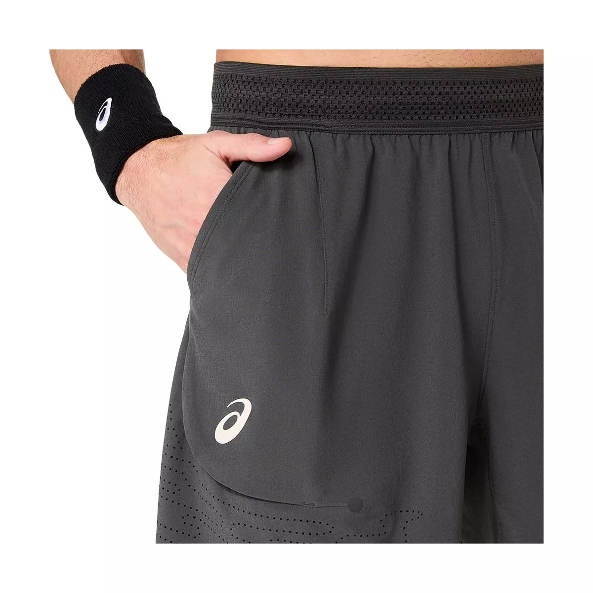Asics Match Laser Cut 7in Tennis Shorts Grey