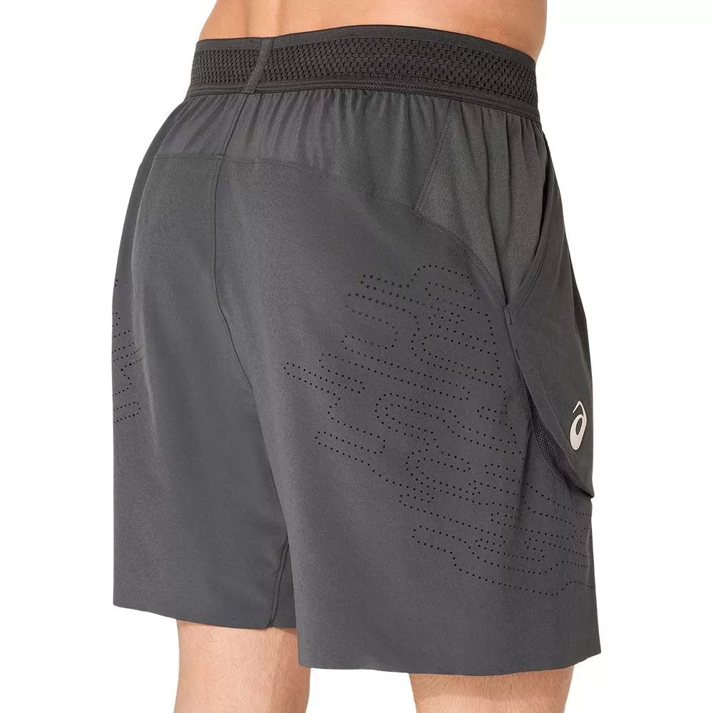 Asics Match Laser Cut 7in Tennis Shorts Grey