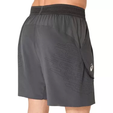 Asics Match Laser Cut 7in Tennis Shorts Grey