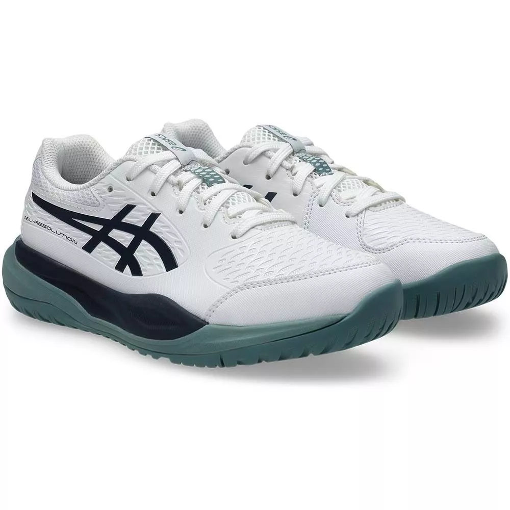 Asics Gel Resolution X GS Junior Tennis Shoes - White/Navy