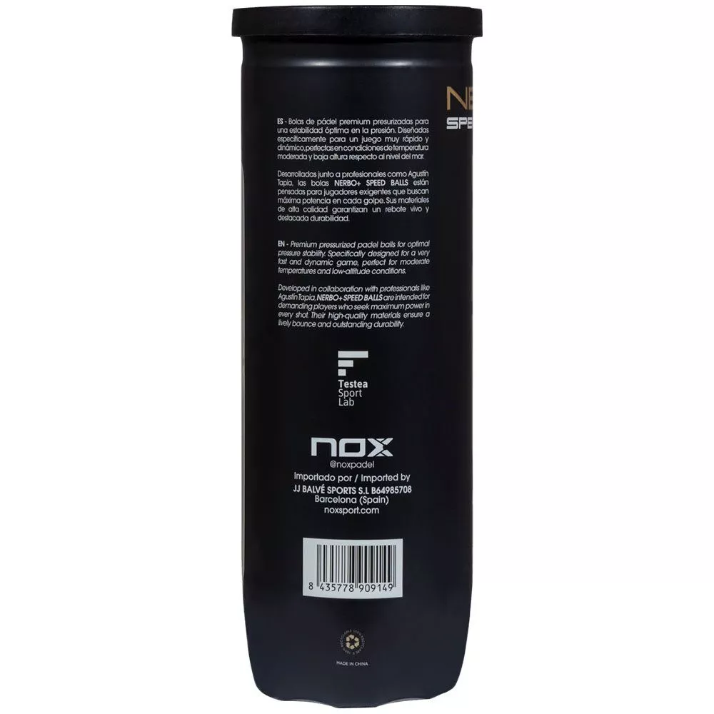 Nox Nerbo+ Speed Padel Balls - 3 Ball Tube