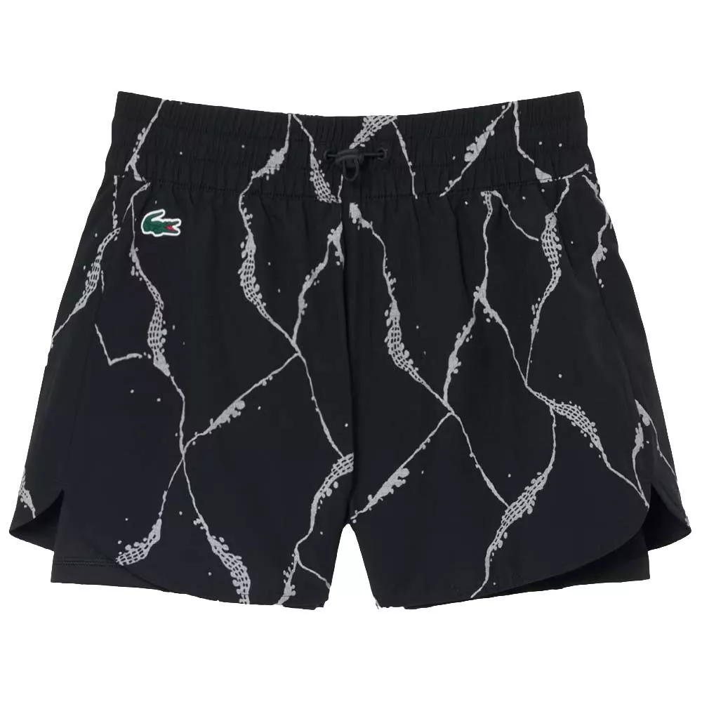 Women's Lacoste Tennis Reflective Print Shorts Black