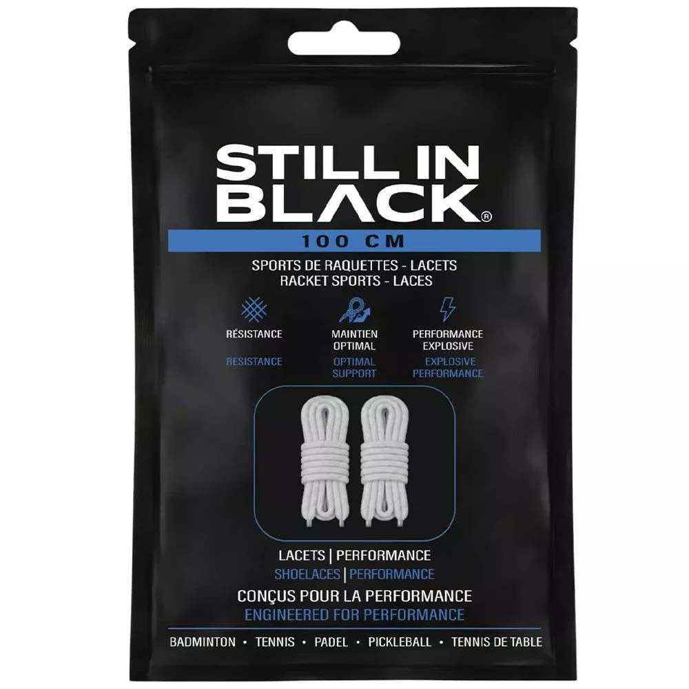 Still In Black 100cm White Laces