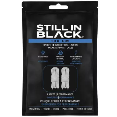 Still In Black 100cm White Laces