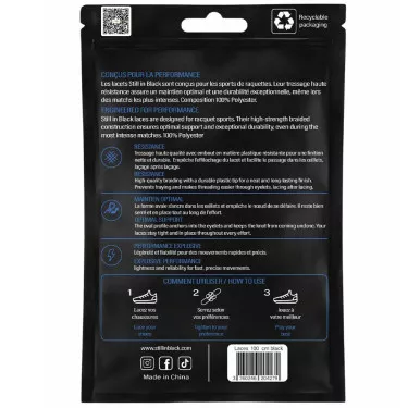 Still In Black 100cm Blue Laces