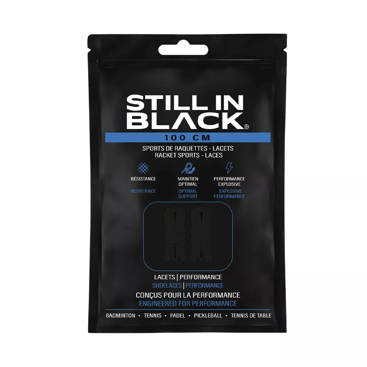 Still In Black 100cm Black Shoelaces