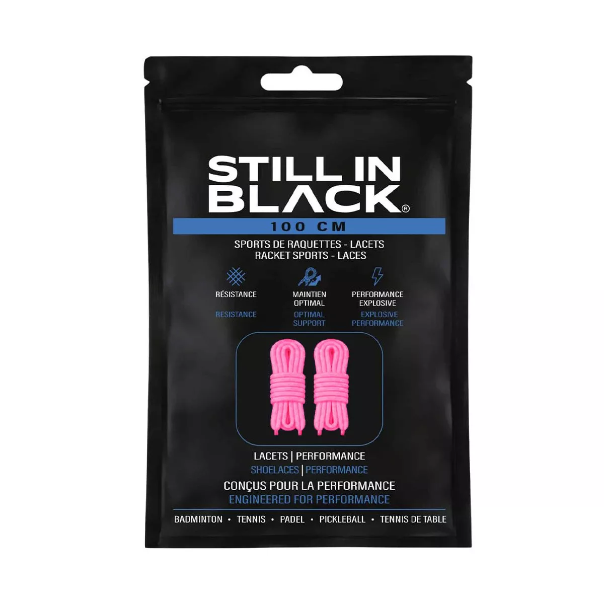 Still In Black 100cm Shoelaces - Pink