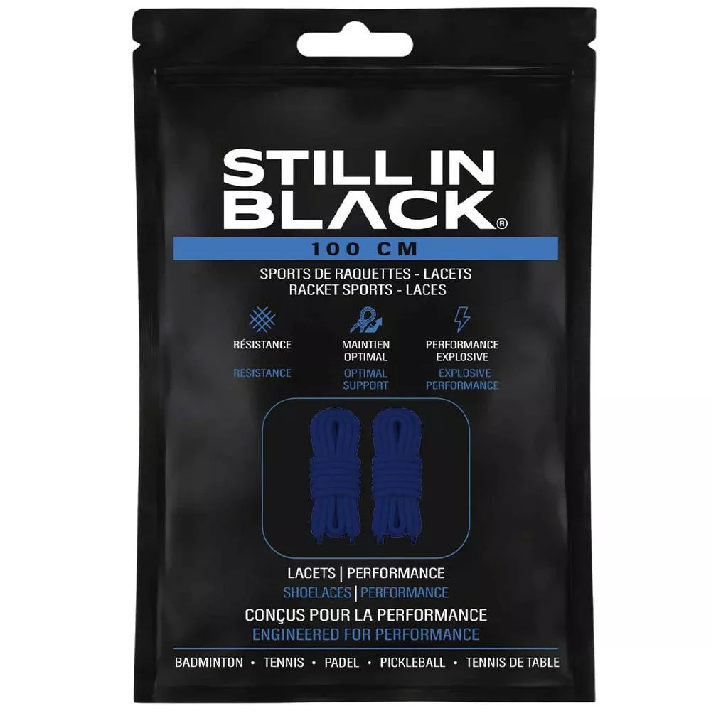 Still In Black 100cm Blue Laces
