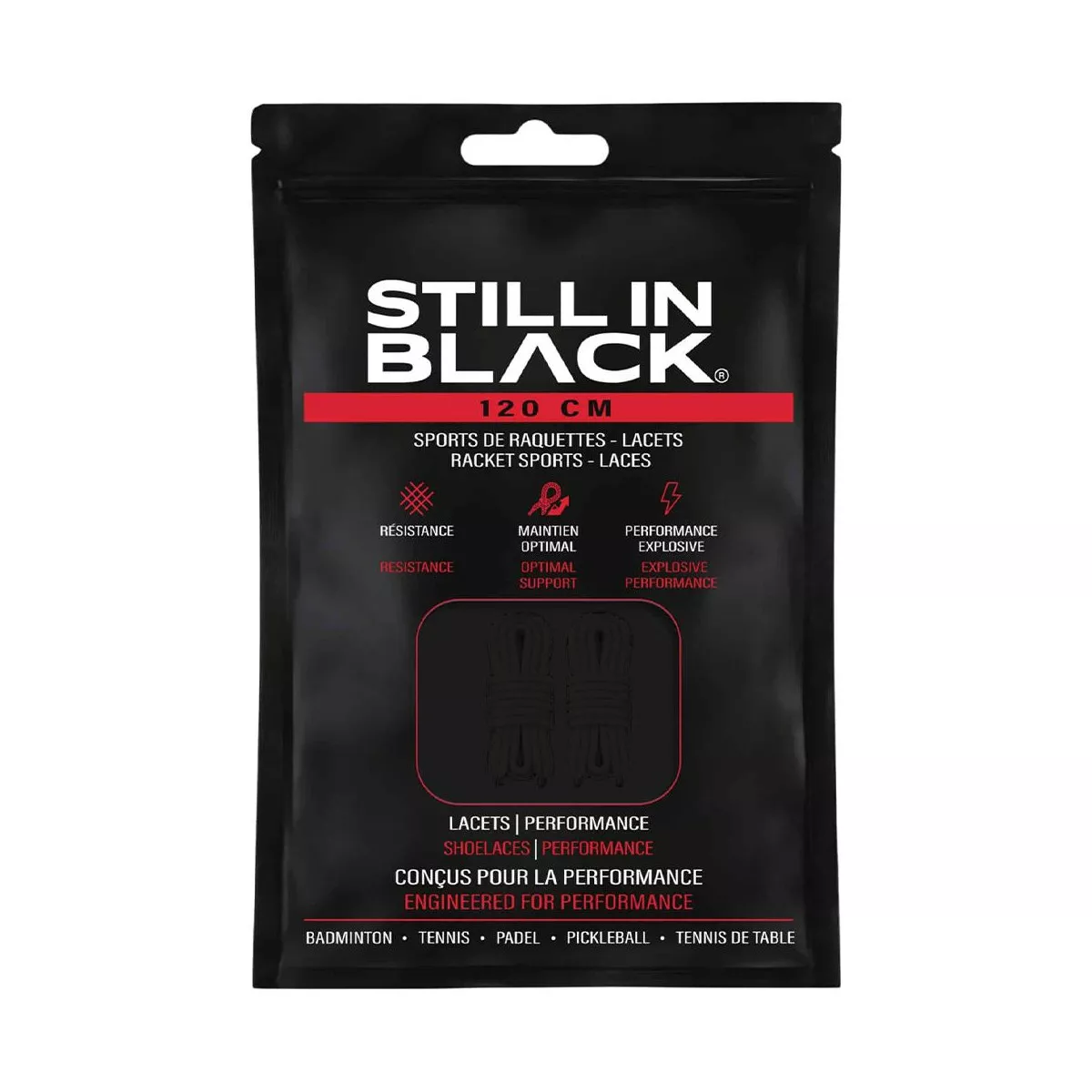 Still In Black 120cm Black Laces