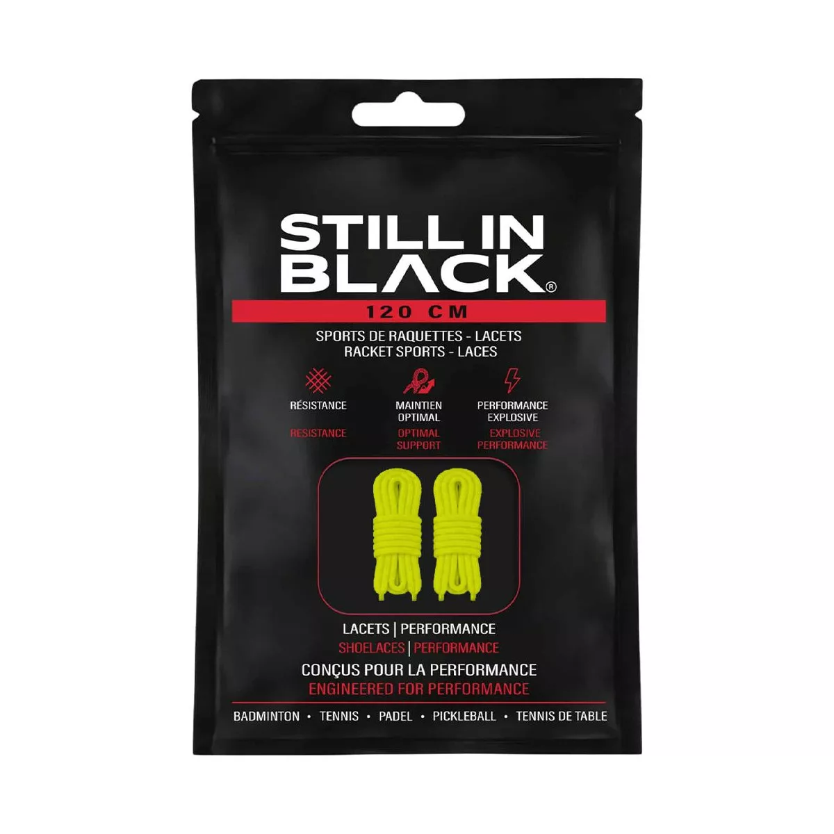 Still In Black 120cm Yellow Laces
